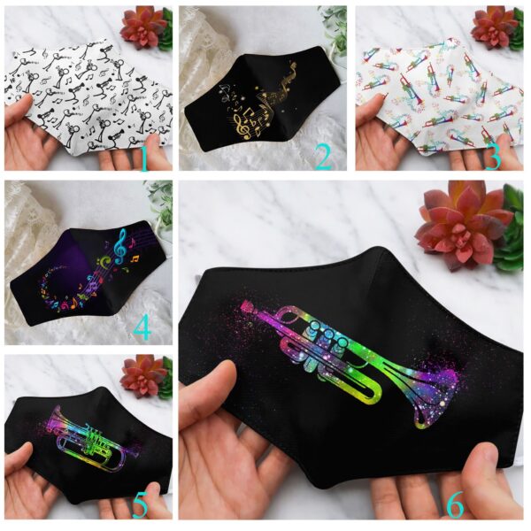 Trumpet Heartbeat Cotton Fabric Face Mask with Filter,Piano and Music Notes Mask,Reusable & Washable,Adult/Child Masks Face Masks,Face Masks