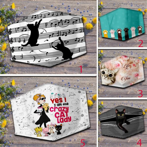 Black Cat Music Face Mask,Black Cat Jewelry Face Mask With Filter,Cat face mask - Cute face mask,Reusable & Washable,Handmade Mask,Face Mask