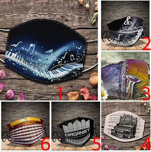 Music Mask With Filter, Organist mask, Organist Mask With Filter, Love Organ Masks, Washable and Reusable Face Mask with Filter Pocket