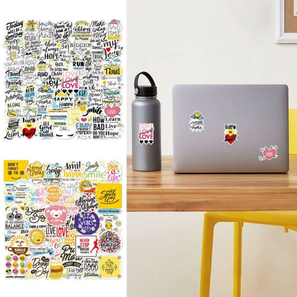 100pcs Inspirational Good Vibes Positive Stickers Waterproof Matte Finish Gift,Custom Vinyl Stickers,Waterproof Stickers,Inspirational Quote