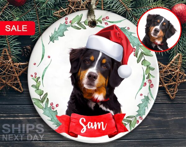 Personalized Dog Photo Ornament, Ceramic Dog Ornament, Pet Portrait Ornament, Custom Dog Ornament, Holiday Dog Gift, Gift For Dog Lover