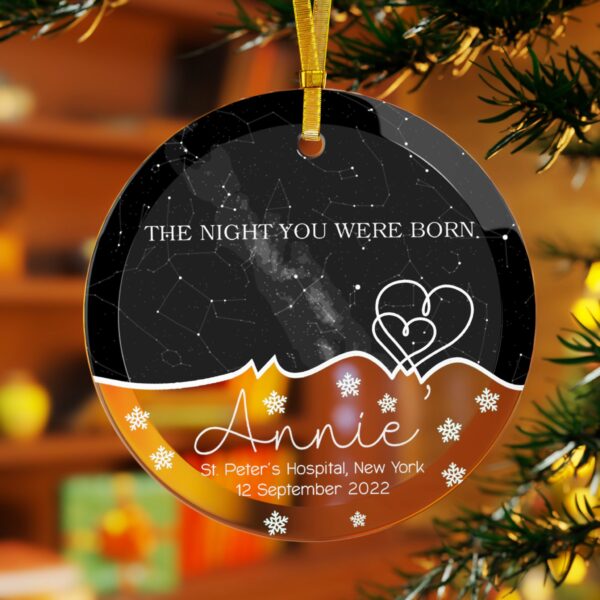 The Night You Were Born Glass Ornament, Baby's First Christmas Ornament, Custom Star Map Ornament, Acrylic Baby Star Map , New Baby Gift