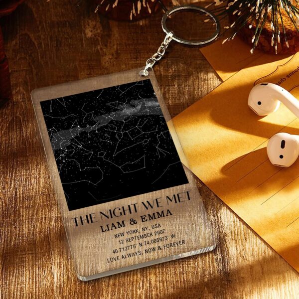 Custom Star Map Keychain, Personalized Night Sky Couple Key Ring, Couples Acrylic Keychain, Personalized Name Anniversary, Valentine Gift