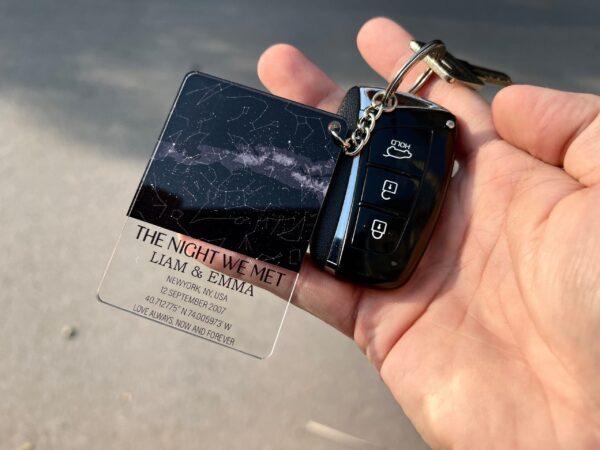 Custom Star Map Keychain, Personalized Night Sky Couple Key Ring, Couples Acrylic Keychain, Personalized Name Anniversary, Valentine Gift
