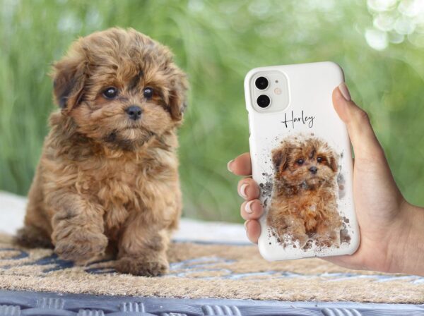 Watercolour Pet Portrait Phone Case, Dog Mom Gifts, Custom Cat Portrait iPhone 14 13 12 11 Pro Max, Galaxy Tough Phone Case with Pet Photos