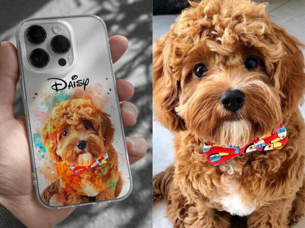 Custom Painting Pet Phone Case Using Pet Photo, Name Custom Dog, Dog Mum Mother's Day Gift For iPhone 14 13 12 11 Pro Max Samsung Clear case