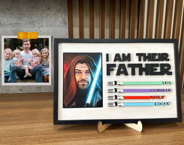 Personalized I Am Their Father Wooden Sign Board, Fathers Day Gift, Birthday Gift for Dad, Photo Portrait, Superhero Dad, Gifts for Dad