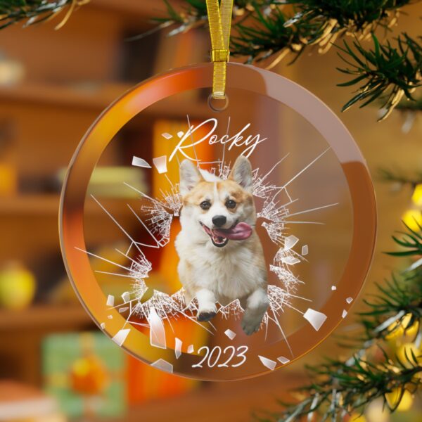 NEW! Personalized Pet Ornament, Custom Dog Christmas Glass Ornament, Gift for Dog Mom, Pet Memorial Ornament 2023, Pet Portrait Name Gift