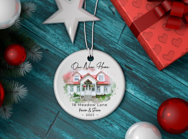 NEW! Personalized New Home Photo Ornament, Custom Watercolor House Ornament, New Home Gift, Housewarming, Couples New Home Ornament 2023,