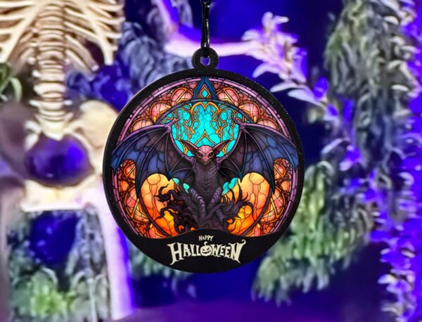 Gothic Bat Halloween Stained Glass Ornament, Halloween Decor Gothic Bat Suncatcher Horror Picture Home Decor Horror Picture, Halloween Gift