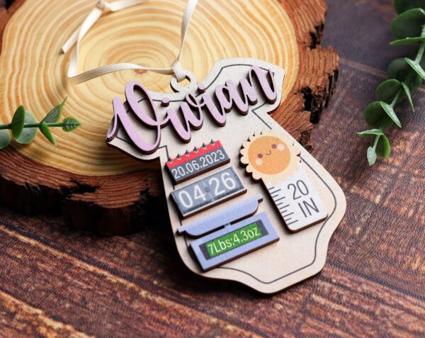 Personalized Baby's First Christmas Wood Ornament, Custom Christmas 2023 Ornament For Baby, 1st Christmas Gift, Baby Gift, Newborn Keepsake