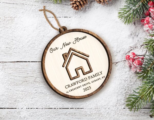 Personalized Our New House Ornament, First Christmas in our New House 2023, New Home Gift, Family Ornament, Custom House Christmas Ornament