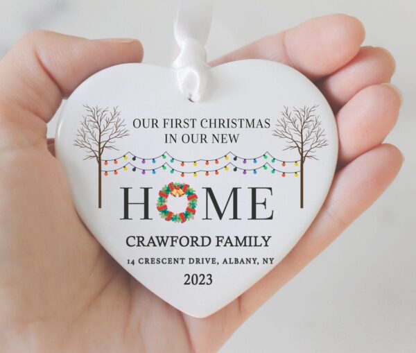 Personalized First Home Ornament, First Christmas in New Home Ornament 2023, Wreath New House Ornament, New Address Ornament, Housewarming