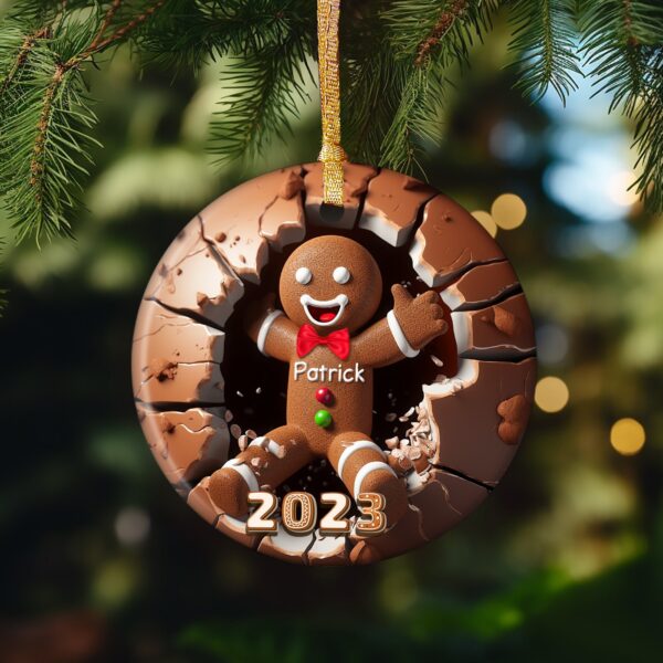 Personalized Gingerbread Ornament with Kids Name, 3D Customized Baby's First Christmas Ornament 2023, 1st Christmas Gift, New Baby Gift