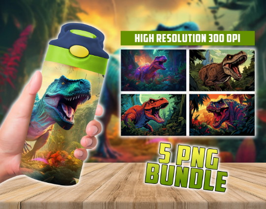 Bundle 5 Designs Dinosaurs 12oz Kids Tumbler Wrap PNG, 12oz Straight Tumbler Sublimation PNG, Dinosaur Tumbler Wrap Design, Digital Download