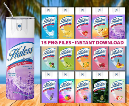 Bundle 15 Design Hater Be Gone Spray Tumbler PNG, 20oz Tumbler Wrap PNG, Haters Spray PNG, Funny Tumbler Wrap Png, Instant Digital Download