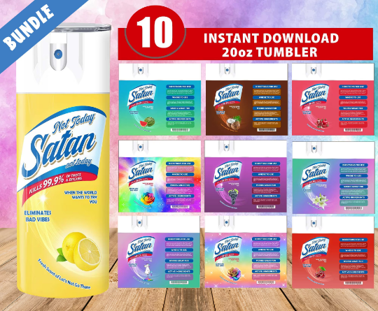 10 Designs Not Today Satan Tumbler PNG, 20 Oz Skinny Tumbler PNG, Funny Tumbler Wrap PNG, Sublimation Design, Instant Digital Download Png