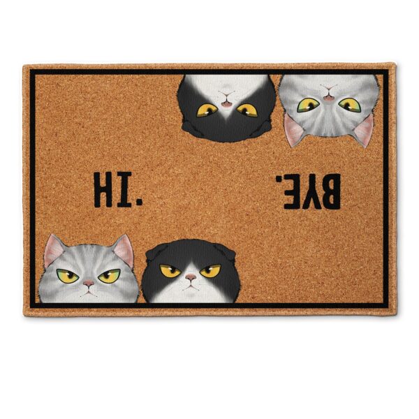 Custom Cat Doormat | Hi Bye Peeking Cat | Personalized Mat | Funny New House Gift | Cat Lover Gift | Cat Mom Dad Gift | Welcome Mat Funny