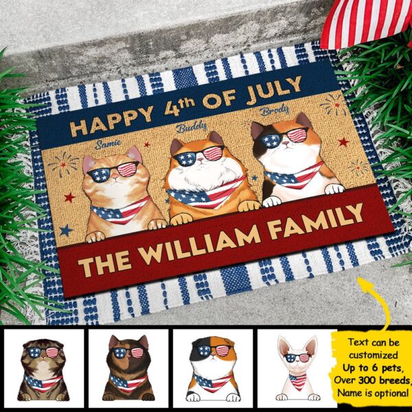 4th July Pet Doormat, Happy American Independence Day, Pet Lover Gift, Funny Welcome Mat, Holiday Decor, Custom Mat