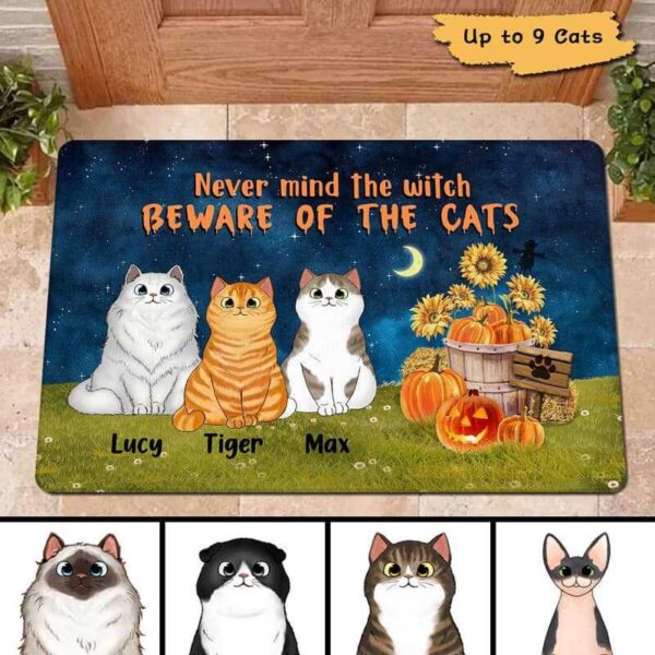 Custom Cat Doormat, Better Halloween With Cats, Personalized Mat, Home Decor, Cat Lover Gift, Funny Welcome Mat, Cat Rug, Holiday Decor