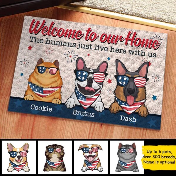 4th July Pet Doormat, Welcome To Our Home, Pet Lover Gift, Custom Door Mat, Holiday Decor Gift, Funny Welcome Mat